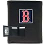 Boston Red Sox Tri Fold Black Leather Wallet New Gift
