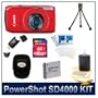 Canon PowerShot SD4000 IS Digital ELPH Camera (Red), 10.0 MP, 3.8x Zoom, Bright 3" LCD, 720p HD Video, 1100mah Battery Pack, DigPro Deluxe Case, 16 GB Memory Card, USB Card Reader, Screen Protectors, 3pc. Lens Cleaning Kit, & Flexible Tripod
