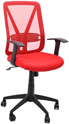 Red Swivel Adjustable height PU Mesh Ergonomically Office Task Chair Mesh Fabric Pads with arms
