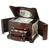 Mele & Co. Rita Cherry Finish Locking Jewelry Chest