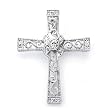 Stunning Solid Sterling Silver Cubic Zirconia Rhodium Plated Fancy Cross Pendant.