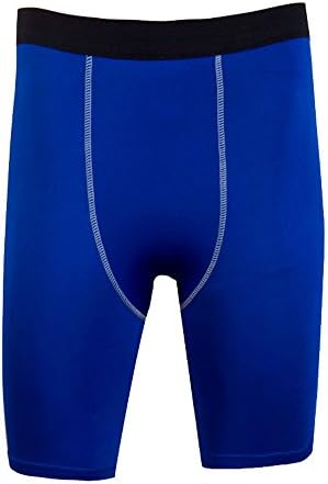 Men Compression Base Layer Tights Shorts Pants Sport Wear Fitness Pants Color Blue Size M