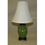 Table lamp apple green ceramic finish linen shade cream