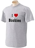 I Love/Heart Boobies Adult T-Shirt ASH GREY LARGE