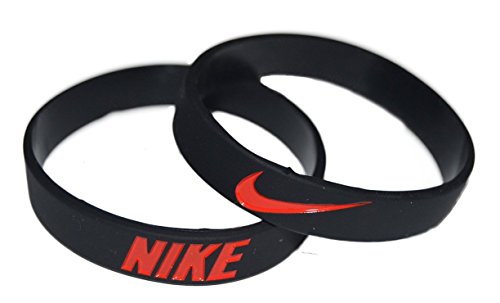 Nike NK2 Baller Band Silicone Rubber Basketball Baseball Football Running Wristband Bracelet (Black/Red)