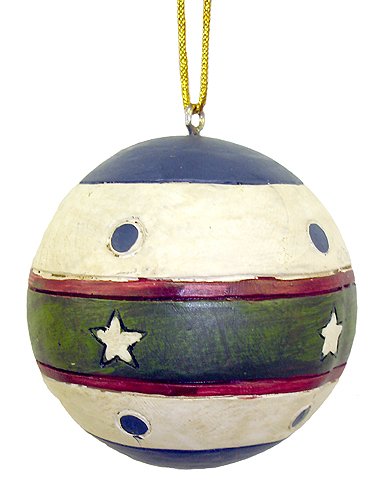 Vintage Stripes & Stars Ball Shaped Christmas Ornament