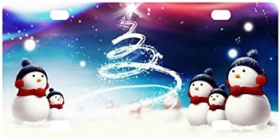 Merry Christmas Cute Snowman Strong And Durable Aluminum Car Metal License Plate Frame for Women/Men Four Holes Tag 12" X 6"