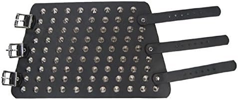 9.5" Spike Studded Strap Leather Wristband Costume Accessory (Black)