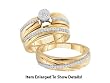 Micro Pave 10k. Yellow Gold 3 Pc. Genuine 0.40 Ctw. Diamond Wedding Set for Him and Her