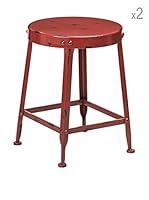 Metal Loft Set x 2 Taburetes Artisan Rojo