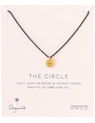 Dogeared "Black and Gold" Circle Heart Gold Plated Silver Disc Chain Necklace, 18"