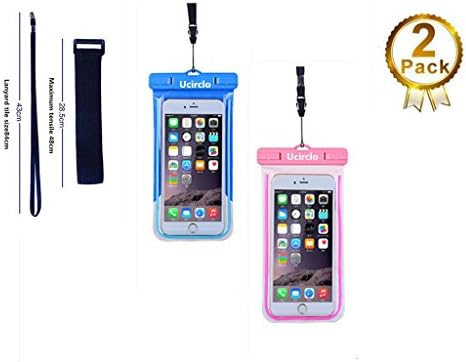 Universal Floating Waterproof Case Dry Bag pouch with Armband and lanyard for iPhone 6,6Plus, 6s, 6s plus, 5S , Samsung Galaxy S7, S6 Note 5 4, up to 6.0 inch (2 pack by random)