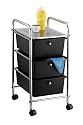 Household and Bath Cart, Model Messina, 3 storage drawers black