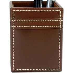 Rustic Genuine Leather Executive Pencil Cup