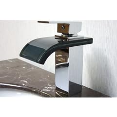 Design Waschtisch Armatur Wasserfall 'Lion' Glas Schwarz