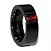 Panvisionary Stainless Steel Ring Black Squared Band Red Rectangular Floating Cz