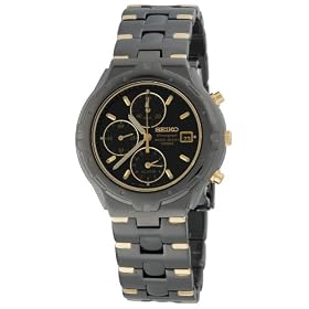 Seiko Men's Alarm Chronograph Black Ion Watch #SNA283