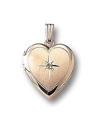 GOLD FILLED Small Heart Locket with Chain and Cubic Zirconia 2/3 inch x 2/3 inch
