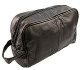 Large Leather wash bag with carry handle