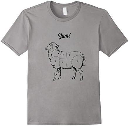 Men's Sheep Cuts of Meat T-Shirt, Butcher Yum Lamb Mutton  Medium Slate