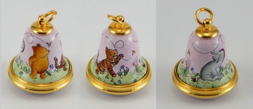 Bilston Battersea Enamels-Winnie the Pooh Christening Bell Box Girl