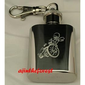 Engraved SPEEDWAY 1oz Stainless Steel Key Ring Hip Flask, Personalised Free, Birthday, Birthday, Wedding, Anniversary Gift