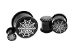 Black Acrylic Plug with Spider Web Logo 00g - Sold As Pair