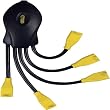 5-Outlet Powersquid Power Multiplier - Black And Yellow, 4' Power Cord