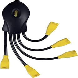5-Outlet Powersquid Power Multiplier - Black And Yellow, 4' Power Cord