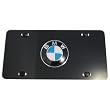 BMW Blue Roundel Logo Chrome Trim Aluminum Black Front License Plate