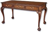 Chippendale Three Drawer Writing Desk Solid Wood Mahogany Antique Replica