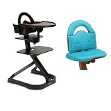 Svan High Chair from Scandinavian Child with Infant Kit and Cushion, Turquoise Cushion with Espresso...