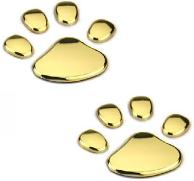 (2) 3D Dog Puppy Footprint Soft Gum Style JDM Euro Cool Funny Car Decal or Sticker, Golden
