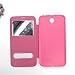 Lenovo A850 Case, Dual Window View Leather Flip Back Housing Cover for Lenovo A850 Housing Replacement (Rose)