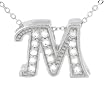 Sterling Silver Initials M CZ Pendant with Link Chain