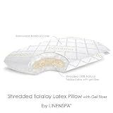 LinenSpa® Shredded 100% Natural Talalay Latex with Gel Fiber Pillow with Luxurious Bamboo Washable Cover