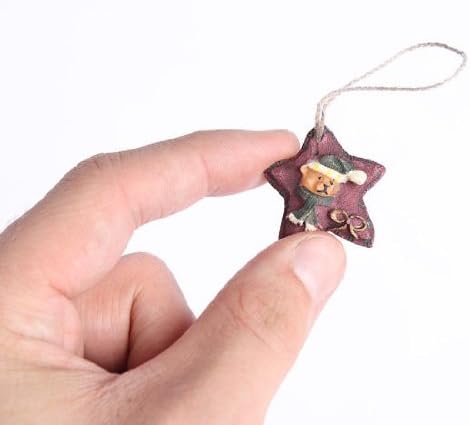 Collection of 18 Painted Polystone Christmas Mini Ornaments with Rustic Look and Jute Hanger