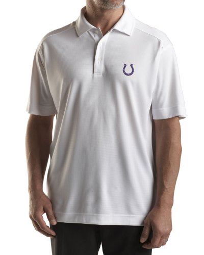 NFL Indianapolis Colts Men's Drytec Genre Polo Knit Short Sleeve Top, Tour Blue, Large