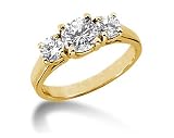 0.50CTW Trellis Three Stone Diamond Ring in 14k Yellow Gold