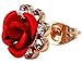 Tanboo Rigant 18K RGP Crystal Accented Rose Stud Earrings (Red)