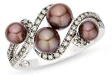 1/4 Carat Chocolate Diamond and Chocolate Cultured Freshwater Pearl 14K White Gold Ring