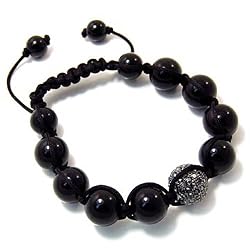 Hematite Crytal Ball Black Celebrity Style Fashion Bracelet