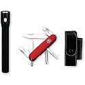 Swiss Army Red Tinker with AAA Black Anodized LED Light Set