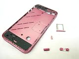 Apple iPhone 4 G 4G ~ Metal Pink Middle Cover Case Housing Bezel Frame Panel with Side Button ~ Mobile Phone Repair Parts Replacement