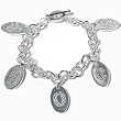 ROCAWEAR Sterling Silver Plated RW FLAME DISC Charm Bracelet