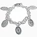 ROCAWEAR Sterling Silver Plated RW FLAME DISC Charm Bracelet