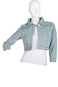 02o New Womens Blue L/s Cropped Denim Jacket Sz 8-14 Uk