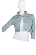 02o New Womens Blue L/s Cropped Denim Jacket Sz 8-14 Uk