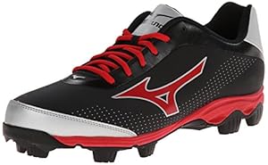 Mizuno Men's 9-Spike Franchise 7 Low Baseball Cleat,Black/Red,7 M US