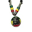 Bob Marley Round Pendant on Rasta Choker Necklace
